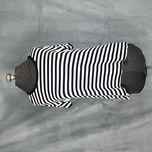 K&C Short Sleeve, Navy & White Striped Top - 1X
